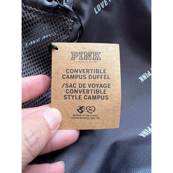 Convertible Campus Duffel Backpack Love Pink By Victorias Secret Black Durable & - Picture 3 of 10